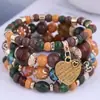 Artículos Más Vendidos Transfronterizos: Pulsera con Colgante de Corazón de Aleación Estilo Bohemio, Pulsera Elástica de Múltiples Capas con Cuentas