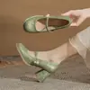 Sapatos Femininos Mary Jane Salto Bloco Jin Gang MY7007 2024 Novo Primavera e Outono Versátil Salto Alto Bico Fino Sapatos de Salto para Mulheres