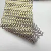 Tejido de Malla con Patrón de Espiga de Trigo con Estampado Completo Dorado, Tejido de Malla Elástica de Espiga para Decorar Vestidos de Escenario y Desfile de Moda