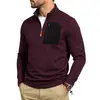 Ropa de hombre transfronteriza, talla US, sudadera con forro polar catiónico para otoño e invierno, sudadera con media cremallera y cuello alto con bolsillos de parche para hombre en Amazon