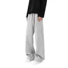 Pantalones Deportivos de Chándal para Hombre Otoño Invierno Moda Estilo Americano Parche Diagonal Curvados Color Sólido de Moda Pierna Ancha