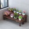 Estante para Flores de Balcón Carbonizado Estante para Flores de Exterior Caja de Flores de Madera para Macetas Patio Estante de una Sola Capa Estante para Maquetas
