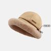 Sombrero de Pescador de Felpa de Invierno con Accesorio de Mascarilla para Mujer, Hace que la Cara Parezca Más Pequeña, Adecuado para Viajes al Noreste, a Prueba de Frío y Cálido, Sombrero de Cubo Estilo Coreano