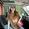 Camiseta de Algodão Solta com Listras Color Block de Alta Qualidade para Mulheres, Top Estampado de Comprimento Médio Estilo Europeu Oversized Emagrecedor Tendência