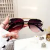 Nuevas Gafas de Sol con Cabeza de Leopardo para Mujer, Modernas Gafas de Sol Europeas y Americanas Transfronterizas para Hombre, Sin Montura, Corte de Borde, Una Pieza, Doble Puente, Espejo de Sapo