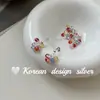 Estilo Coreano Primavera/Verão Fresco Design de Nicho Joia de Prata Prata Esterlina S925 Brincos de Tarraxa Exquisitos de Zircônia Colorida para Mulheres Fofos