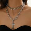 Moda Personalizado Multi-Camada Metal Cadeia Cruz Colar Transfronteiriço Nicho Alto Nível Pérola Shell Clavícula Cadeia