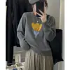 Suéter Pulóver de Punto Estilo Japonés para Mujer Otoño e Invierno Nuevo Bordado Retro Elegante Ropa Exterior Camiseta Base de Punto Superior