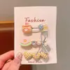 Pinza para el pelo de tela con forma de corazón y estrella de cinco puntas estilo coreano para niños, Pinza para el pelo de dibujos animados para bebé, Pinza Bb, Dulce pinza lateral para niñas