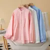 Nueva Camisa de Primavera 2025 en Talla Grande 100kg Chica Gordita Elegante Camisa Bordada de Manga Larga con Cuello de Encaje para Mujer 6764
