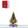 Cartão de Saudação Estéreo de Árvore de Natal Cartão de Bênção Manuscrito de Véspera de Natal Flores Presente Cartão de Presente de Ano Novo