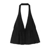 Conjunto de Ropa de Mujer al por Mayor Transfronterizo Verano Nuevo Estilo Europeo y Americano Top Corto de Cuello Halter + Pantalones Casuales Holgados de Pierna Ancha Rectos