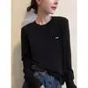 Camiseta de Manga Larga de Algodón Puro con Canalé, Estilo Nuevo 2026 para Mujer, Top de Moda y Juvenil, Camiseta Básica para Primavera, Otoño e Invierno