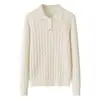 Suéter de punto trenzado de 12 puntos con cuello retorcido, hombros normales, suéter de punto, polo, cuello puro, cachemir, moda casual para mujer