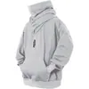 Jiye Heavy Industry Marca Original de Moda Otoño Nueva Sudadera con Capucha y Cuello Alto para Hombre Holgada Casual Color Sólido Top Chaqueta