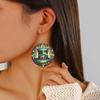 Nueva calle europea y americana. Pendientes Redondos de Madera para el Día de San Patricio Sombrero de Trébol Impreso Pendientes Color Verde Cerveza