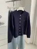 Elegante Cárdigan de Punto Trenzado con Bordado Retro y Cuello Redondo para Mujer 2026 Otoño Invierno Estilo Coreano Cálido Chaqueta Suéter para Persona Baja