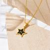 Moda Negro Estrella de Cinco Puntas Cadena Estrella Clavícula Lujo Ligero Elegante Acero de Titanio Simple Combinable Collar 26 Letras del Alfabeto Inglés