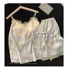 Pijama de Verano Nuevo Estilo Ins con Almohadilla en el Pecho para Mujer, Traje Sexy de Tirantes de Imitación de Seda, Ropa Dulce para el Hogar