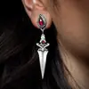 Pendientes con Borlas de Daga de Rubí Retro Transfronterizos Europeos y Americanos Moda Femenina Versátiles de Gama Alta Frescos Venta al por Mayor