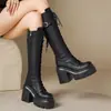 Otoño 2026 Nuevas Botas Largas de Tacón Alto Botas de Montar para Mujer Adelgazantes Botas Altas Largas Suela Gruesa Motocicleta Tacón Grueso Botas Martin