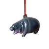 Regalo de Navidad Nuevo Transfronterizo Regalo Pequeño Hipopótamo Lindo Decoración de Árbol de Navidad Máquina Colgante de Hoja Acrílica Colgante Pequeño