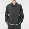 Sudadera Pesada Estilo Americano Nuevo de Primavera con Cuello Polo para Hombre, Talla Grande Ajuste Holgado, Top de Manga Larga Falso de Dos Piezas