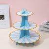 Soporte de Papel para Postres de Cumpleaños de 3 Niveles para Fiesta, Decoración de Picnic, Adorno Desechable para Pastel, Soporte para Snacks