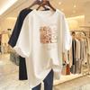 Playera Holgada de Manga Corta para Mujer 2024 Nuevo Año del Dragón Año Top Camiseta Básica de Algodón Puro