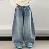 Conjunto Casual Duas Peças 2026 Novo para Meninas Mais Velhas - Primavera e Outono: Blusa Listrada com Jeans