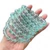 Atacado de Cristal 7A Pulseira de Contas de Fluorita Verde Natural para Mulheres Simples Pulseira de Contas Redondas Semi-Acabada Venda Direta de Fábrica de Contas Soltas