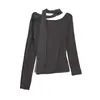 Top de Hombros Descubiertos Estilo Francés Wanwei para Mujer 2026 Otoño Nuevo Una Pieza Transparente Cinta Hombro Asimétrico Camisa Base Y7010