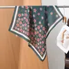 Bufanda de algodón y lino con estampado de espiga para primavera y otoño, pañuelo cuadrado pequeño para mujer de otoño e invierno, chal cálido versátil, bufanda de seda elegante, pañuelo para la cabeza