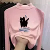 Camiseta Base de Invierno para Niñas, Nueva Elegante Versátil de Manga Larga con Cuello Medio Alto para Niños, Top Cálido para Niñas