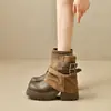 Botas de moda con plataforma, que aumentan la altura, para mujer, colección primavera/otoño 2026, botas de vaquero estilo western, botines de tacón grueso y botas cortas de montar