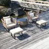 Sofá de Exterior Pátio Ar Livre Rattan Sofá de Rattan para Três Pessoas Cadeira Impermeável Proteção Solar Jardim Lazer Cadeira de Rattan Combinação de Mesa de Café