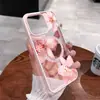 Adequado para Capa de Celular Magnética Apple 18Pro Duas em Uma Iphone15 Flor Rosa Buraco Grande 16 Capa Protetora 17