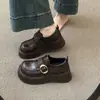 Mocassins de sola grossa estilo college para mulheres 2026 outono nova chegada sola macia confortável versátil para o dia a dia trabalho sapatos de couro pequenos britânicos