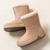 Sapatos de chuva com forro de lã da moda transfronteiriça, tubo curto feminino, cinto de vento fofo para estudantes, sapatos quentes de água, sapatos de borracha à prova d'água para mulheres