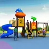 Equipamento de Playground Infantil Grande Porte Transfronteiriço, Combinação de Escorregador de Plástico e Balanço para Parque Comunitário