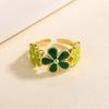 Versión coreana de anillo de flor fresca estilo pastoral dulce de bosque creativo anillo abierto de flor verde de pegamento de gota al por mayor