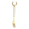 Juego de cuchillo y tenedor navideño estilo occidental para comer bistec vajilla cuchara de acero inoxidable 304 cerámica cuerno de alce juego de tres piezas