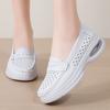 Sapatos Novos de Enfermeira Sola Macia Respirável Confortável Pés Sem Cheiro Vazados Antiderrapantes Couro Plano Grande Almofada de Ar Sapatos Médicos Brancos