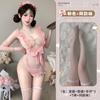 Puro Deseo Encaje de Lunares Lazo Uniforme de Sirvienta Lencería Sexy Conjunto Sexy Sin Quitarse Pijamas para Mujeres Encaje de Lunares