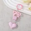 Chaveiro de Resina com Laço de Macaron e Design de Coração, Adequado para Mochilas de Estudantes e como Acessório Decorativo