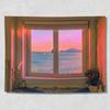 Tela de Fondo para Ventana con Vista al Mar Estilo ins Fresca Habitación Dormitorio Mesita de Noche Dormitorio Vivienda de Alquiler Renovación Casa de Huéspedes Decorativa Tela de Pared Tapiz
