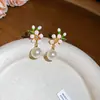 Brincos de Porcelana Esmaltada Transparente com Gota de Flor Pérola, Brincos Estilo Palácio Retrô Francês, Luxo Acessível e Brincos de Alta Qualidade para Mulheres