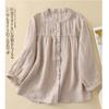 Primavera e Verão Plus Size Soltinho Emagrecedor Casual Algodão Linho Manga Três Quartos Moda Cor Sólida Camisa Top Atacado