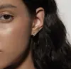Pendientes Compactos para el Día a Día de Plata de Ley S925 con Moissanita, Circonita y Pequeños Diamantes, Pendientes de Estilo Lujoso Sencillo y Brillante, Accesibles para Mujeres