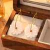Pendientes europeos y americanos florales de acero inoxidable 316, chapados en oro de 18 quilates transfronterizos, impermeables, pendientes de piedra natural, accesorios de alta gama para mujer